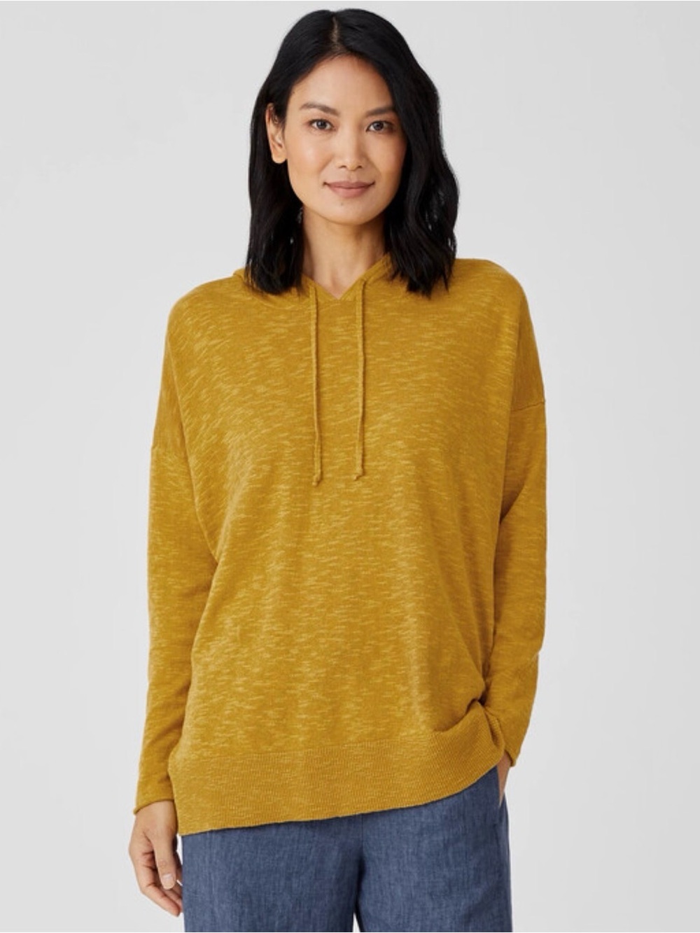 EILEEN FISHER Hooded Top Organic  linen & cotton blended Women's size S Oversize